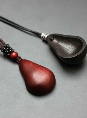 原创手工红木项链吊坠情侣