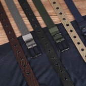 女士针扣器眼腰带偏窄腰带新款 尼龙帆布腰带简约百搭针扣休闲裤 带