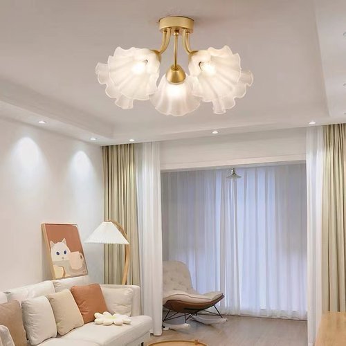 北欧简约家用客餐厅玻璃吊灯三头法式田园浪漫主卧室书房铃兰吊灯