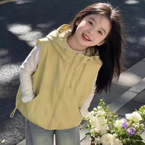 女童春秋连帽宽松韩版新款马甲