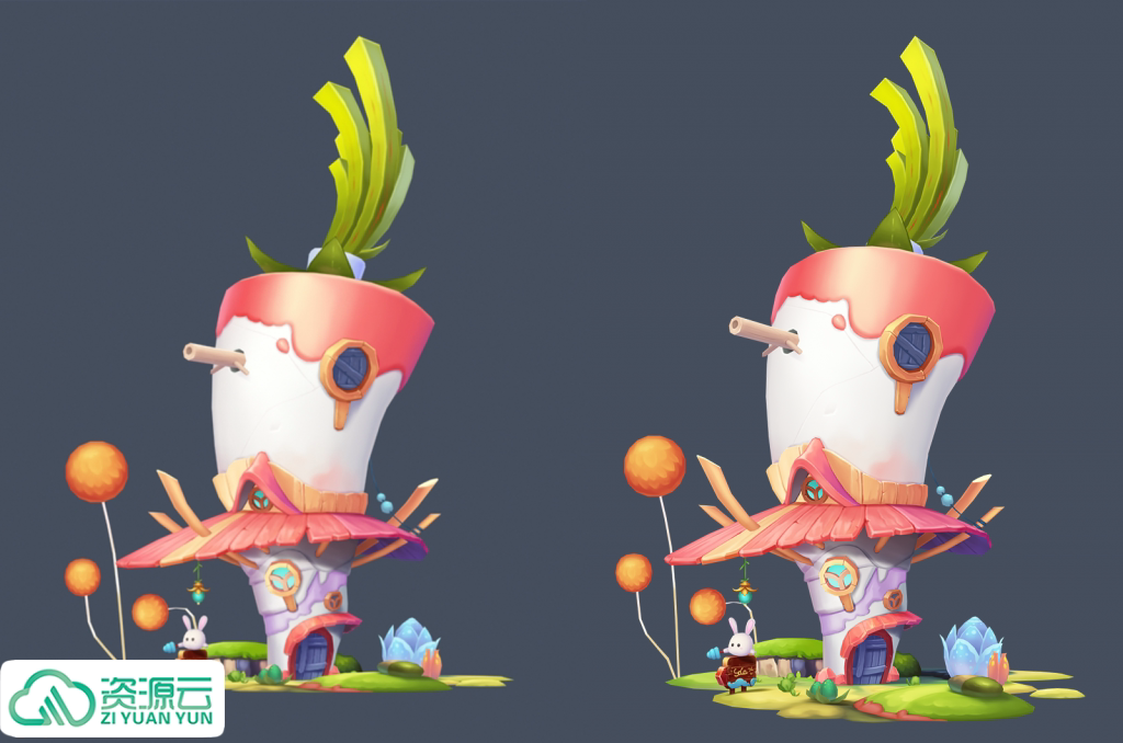 3d素材 萝卜屋 小兔子 房子 可爱q版 3dmax模型 3d元素3d设计素材