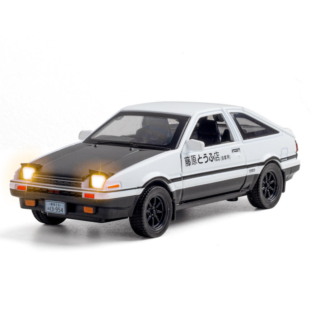 新款 （盒装）仿真1比32藤原AE86合金汽车模型摆件带声光开门玩具