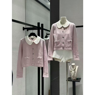 ueelook 乖乖女小香可拆卸白领子绵羊毛少女风针织开衫