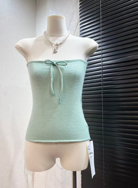 ueelook薄荷曼波抹胸女春纯欲薄荷绿收腰显瘦辣妹针织上衣