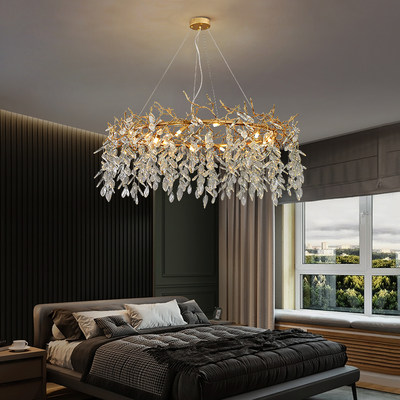 后现代轻奢客厅水晶吊灯别墅创意艺术设计师全铜卧室灯圆形餐厅灯