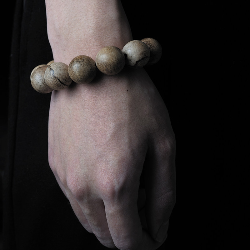 马来天然百年熟结虎斑纹老料沉香佛珠手串18mm手链男女款保真文玩