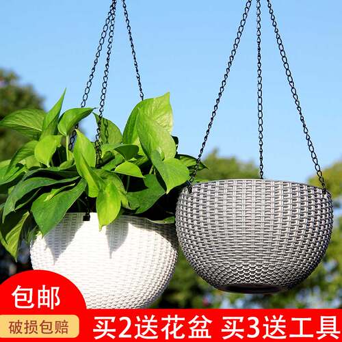 吊盆花盆悬挂式创意绿萝多肉垂吊兰盆懒人自吸水培加厚塑料吊篮盆 - 封面