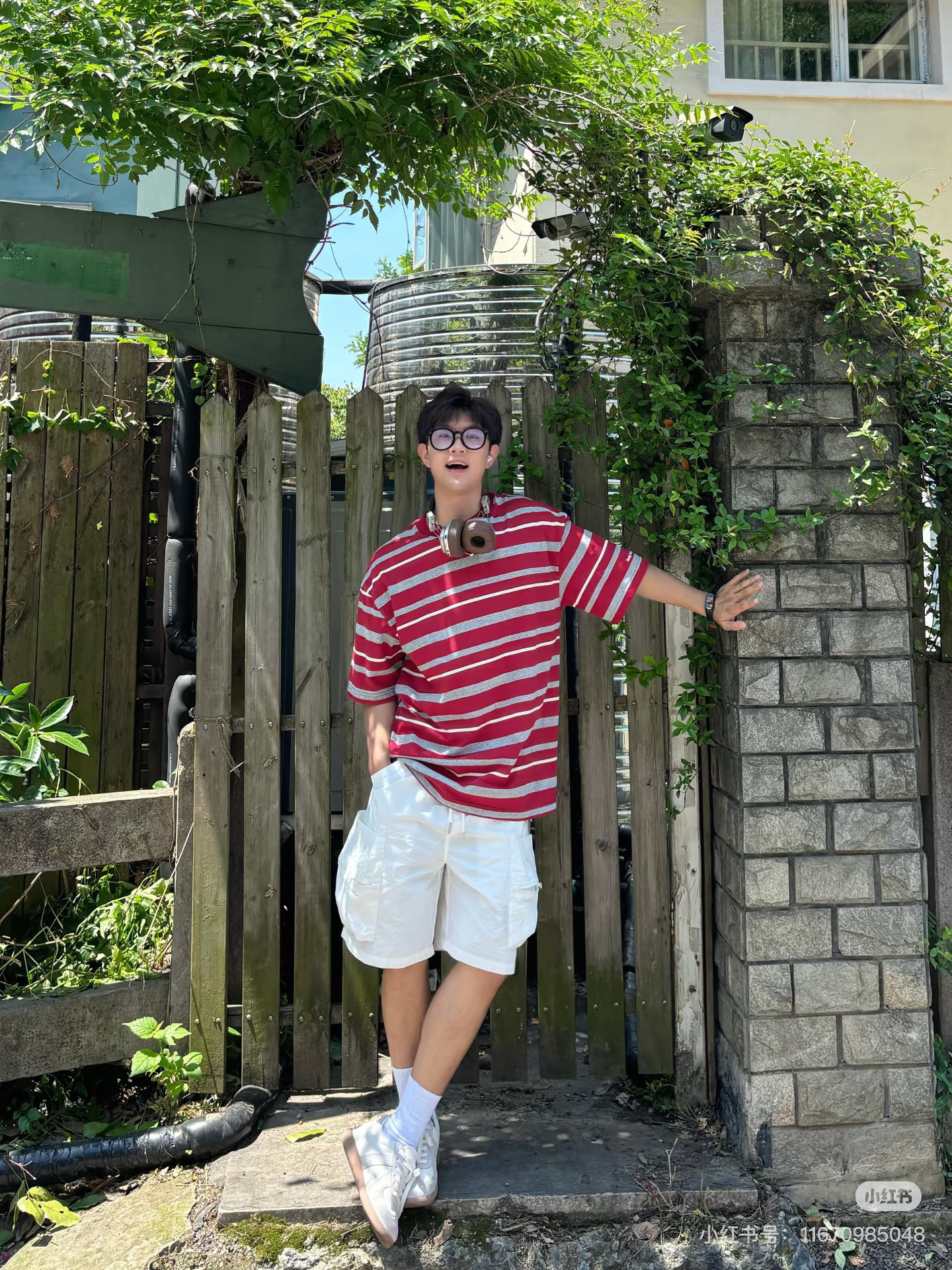 美式复古红色条纹短袖t恤男夏季宽松圆领情侣半袖设计感小众上衣