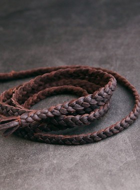 高桥吾郎男女款麻花编织鹿皮绳