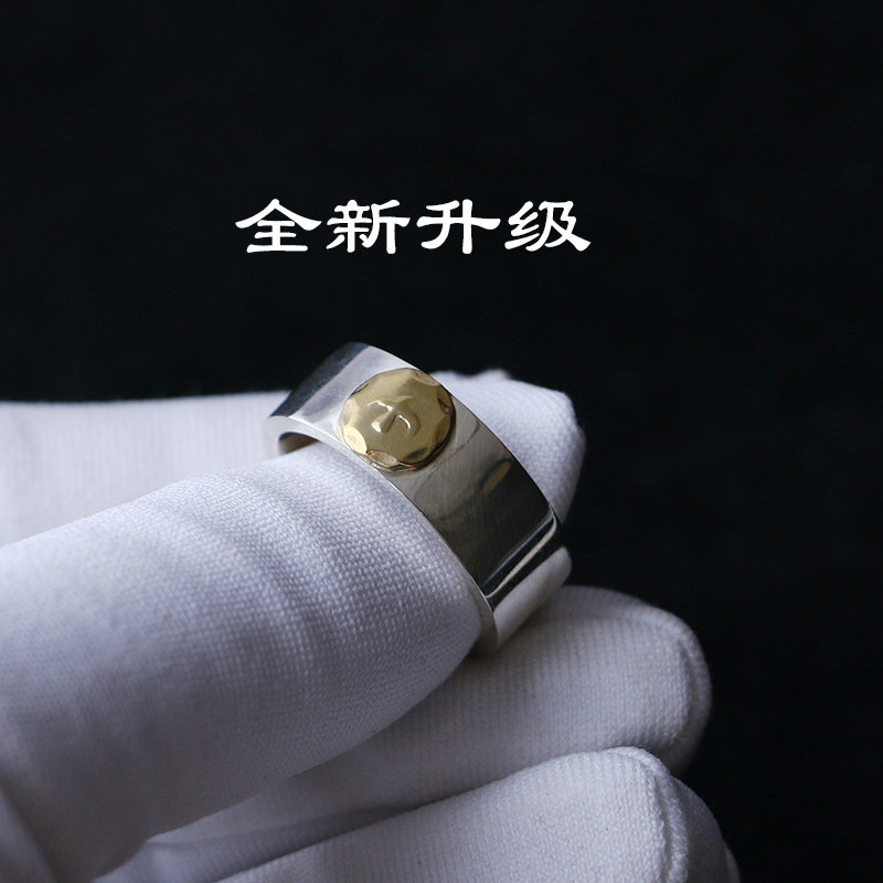 金馨高桥吾郎 手工制作925纯银平打点飞鸟印台戒指 指环 饰品配饰