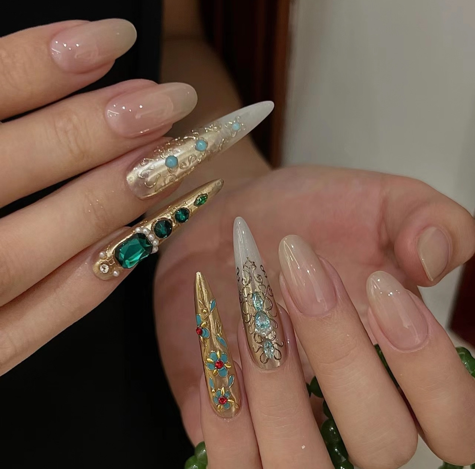 新款甄嬛传熹妃回宫穿戴甲定制高级感美甲华妃护甲嬛嬛同款穿戴甲