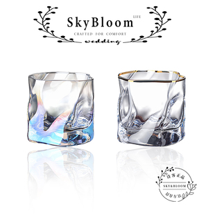 SkyBloom诗客琉光杯杯威士忌酒杯家用轻奢异形杯子复古玻璃杯水杯