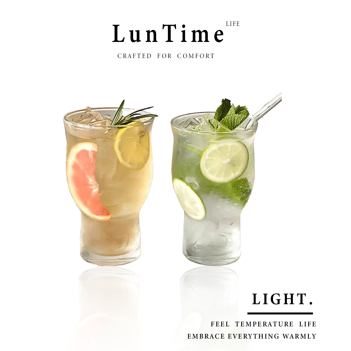 LunTime玻璃杯复古宽口美式酒杯