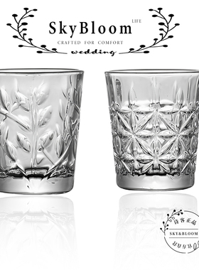 SkyBloom诗客水晶玻璃高透白酒子弹杯威士忌洋酒刻花杯烈酒shot杯