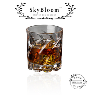 SkyBloom诗客旋转威士忌酒杯家用高颜值玻璃杯创意轻奢旋转洋酒杯
