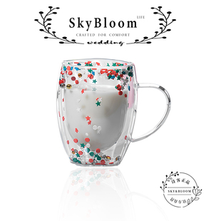 SkyBloom诗客圣诞玻璃杯ins风创意简约高颜值双层礼物牛奶杯家用