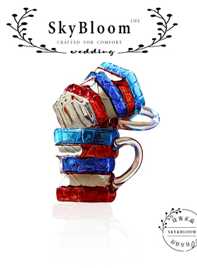 SkyBloom诗客创意彩色条纹玻璃酒杯个性异形杯子手工制作艺术摆件