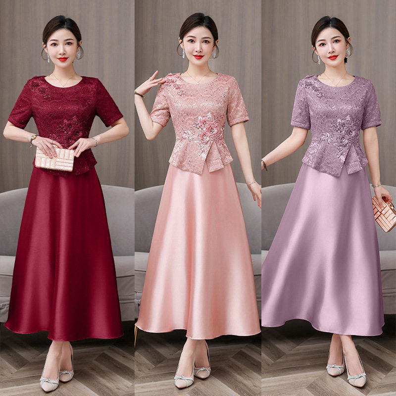 yqwl5827婚礼妈妈婚宴礼服2026夏季新款喜婆婆装敬酒连衣裙修身款