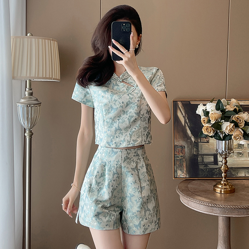 新中式国风短袖上衣套装女夏季