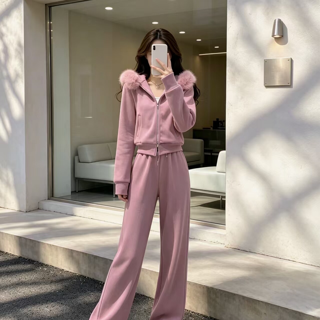 秋季连帽卫衣女两件套松弛感
