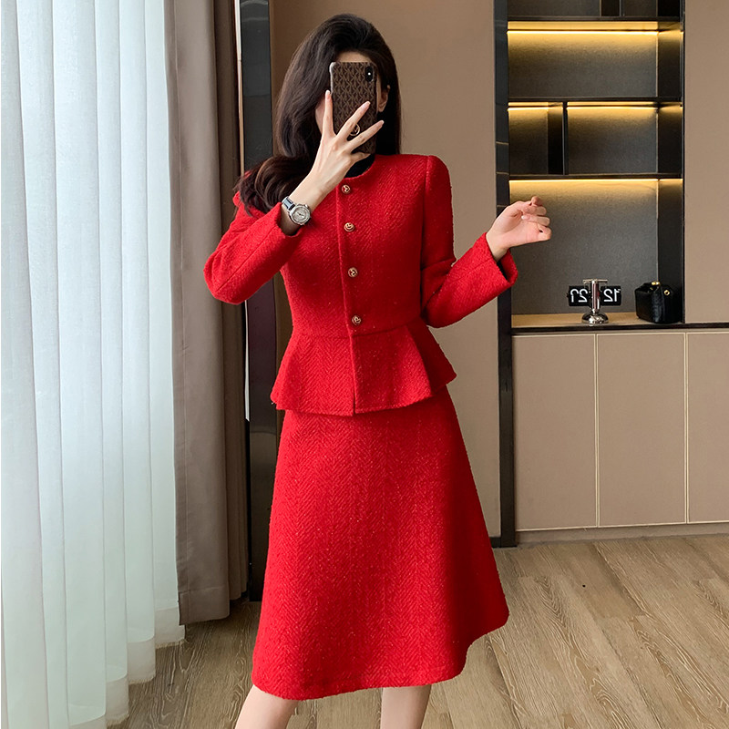 名媛小香风两件套装新款女装过年喜庆红色本命年高级感结婚回门穿,女装/女士精品,时尚套装,淘宝优惠券,粉丝福利购,淘宝优惠卷