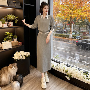 休闲运动套装裙女春秋宽松2026新款高级感卫衣半身裙假两件套减龄