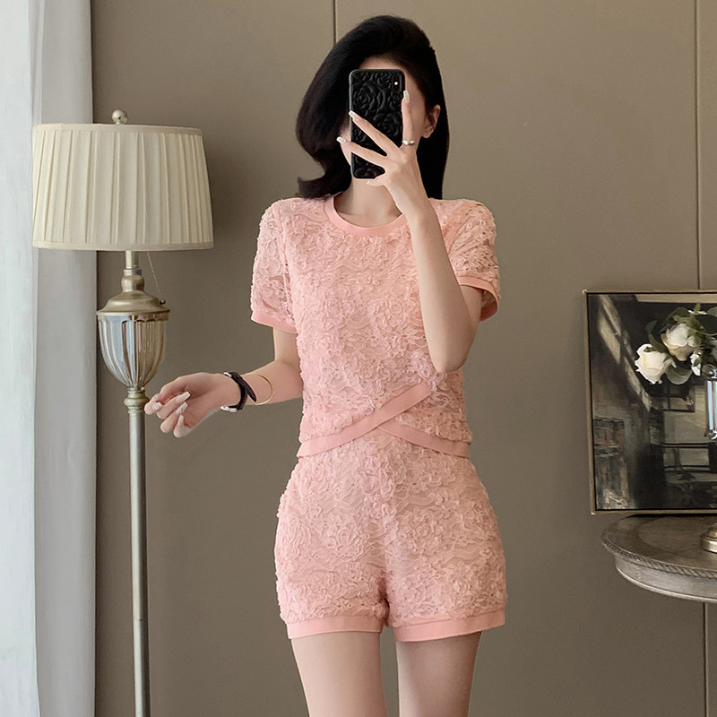 2025夏季新款时尚套装女设计感小众气质显瘦短袖上衣半身裙两件套