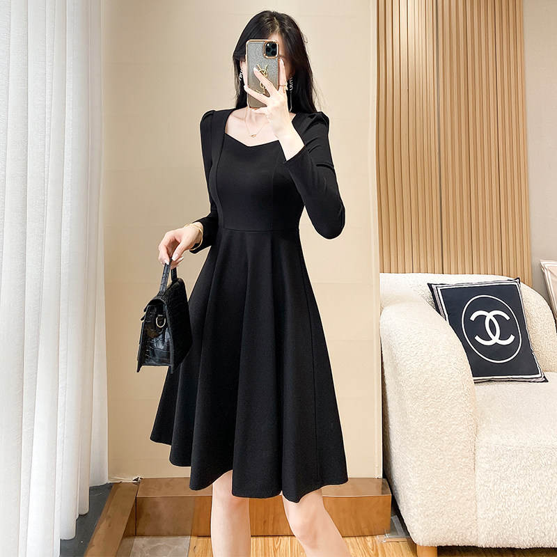 法式黑色宴会连衣裙2023秋季新款女装高级感晚礼服裙高端气质小众