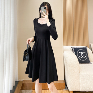 法式黑色宴会连衣裙2023秋季新款女装高级感晚礼服裙高端气质小众