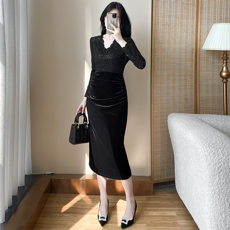 2024秋季新款丝绒连衣裙