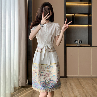 连衣裙夏季2025新款女装高级感收腰气质显瘦新中式轻国风马面裙子