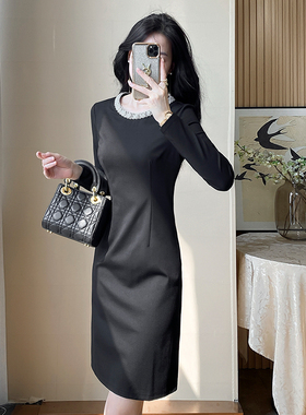 高级感黑色修身显瘦连衣裙2026新款春季女装气质包臀小黑裙赫本风