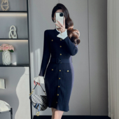 新款 法式 小香风针织连衣裙女2026春装 气质显瘦打底高级感名媛裙子