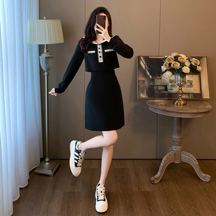 法式超好看休闲连衣裙女秋季高级感收腰显瘦遮肚子气质露腰卫衣裙