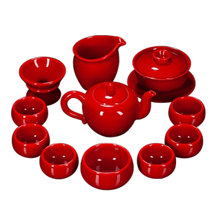 古垚/陈清宜手工中国红茶具套装 郎红茶具套组 家庭装 婚庆礼品瓷