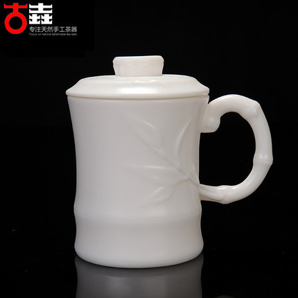 古垚/陈清宜手工德化白瓷水杯陶瓷办公室玉瓷带盖马克杯/高升水杯