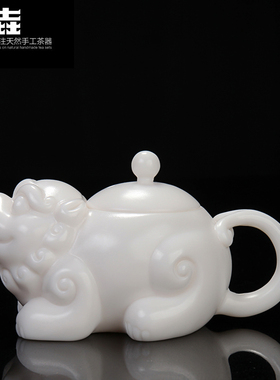 古垚/陈清宜手工德化白瓷茶壶功夫茶具雕刻壶亚光建白瓷壶/招财壶