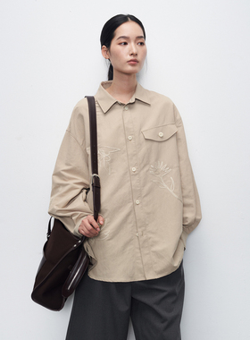 11st crops*chain embroidery 链条绣廓形中长款外穿式衬衫外套