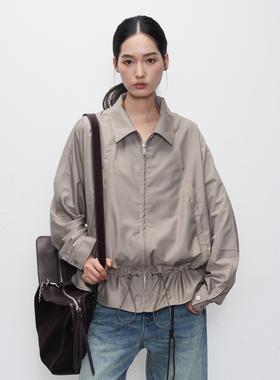 11st crops*ruffle 荷叶边活页分割结构插肩袖夹克外套