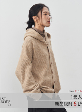 11st crops*waffle hoodie 华夫格肌理纽扣装饰松弛针织开衫卫衣