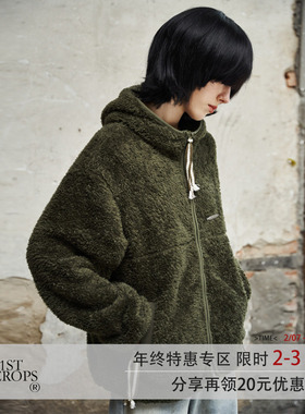 11St Crops “羊羔”轻盈蓬松连帽羊羔毛慵懒松弛棉衣外套