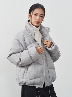 11St Crops “压褶”轻盈定制面料线性分割结构90白鸭绒羽绒服