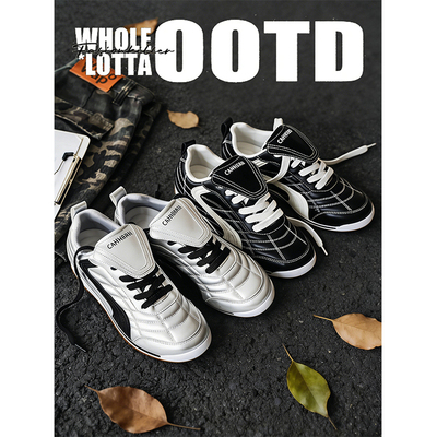 NewRockStarChoppa 春季新款美式复古德训鞋男休闲百搭翻盖赛车鞋