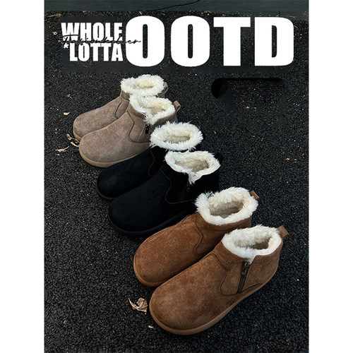 NewRockstarChoppa 冬季厚底雪地靴男户外加绒保暖复古勃肯大棉鞋