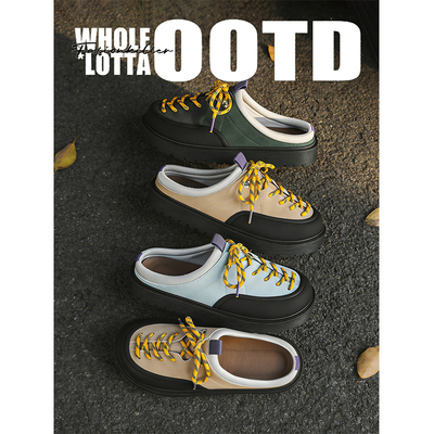 NewRockStarChoppa 小众勃肯半拖鞋男款复古百搭懒人一脚蹬包头鞋