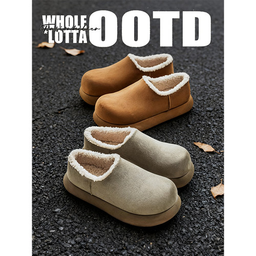 NewRockstarChoppa 冬季毛毛勃肯鞋男款加绒保暖小土豆一脚蹬棉鞋