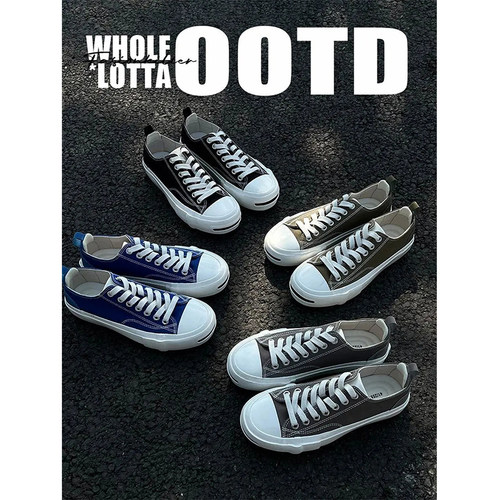 NewRockStarChoppa 夏季透气开口笑厚底帆布鞋男厚底休闲学生板鞋