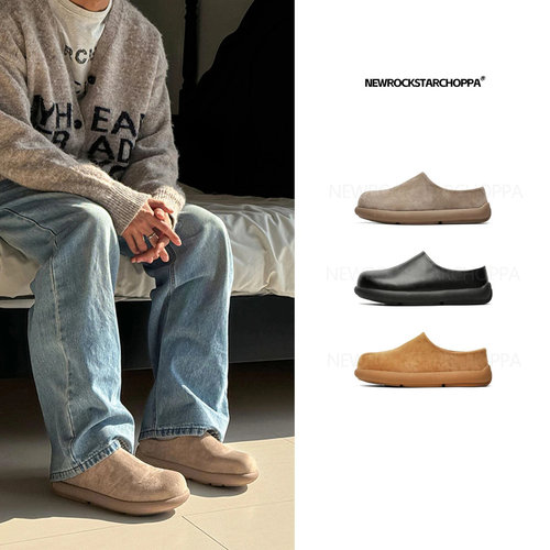 NewRockStarChoppa皮面德比拖鞋Cleanfit 顶男大头勃肯包头鞋Vibe