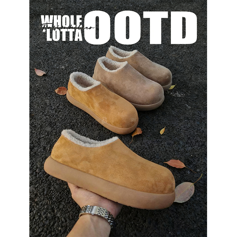 NewRockstarChoppa 大土豆厚底勃肯鞋男款冬季加绒保暖一脚蹬棉鞋