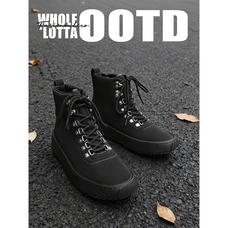 NewRockstarChoppa 小众Cleanfit穿搭高帮板鞋男款秋冬厚底马丁靴